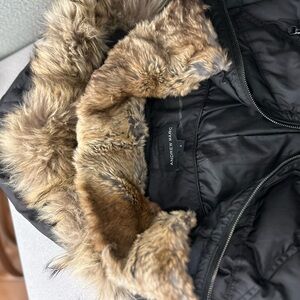 Andrew Marc Black Jacket with Brown Faux Fur